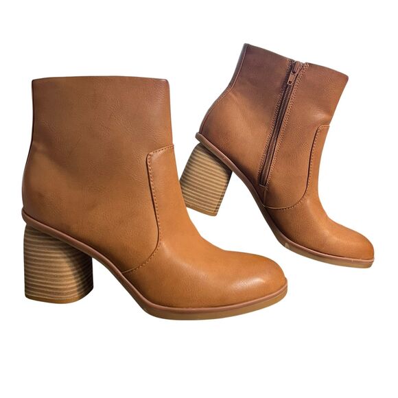 Korks Boots Womens Size 9.5M Block Heel Ankle Booties Chunky Stacked Zip - Picture 1 of 11